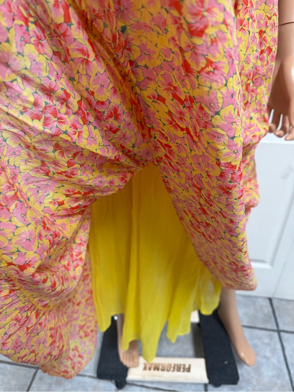 Banjanan Pink and Yellow Floral Tie-Front Maxi Dress Women’s Size Small - Picture 4 of 15